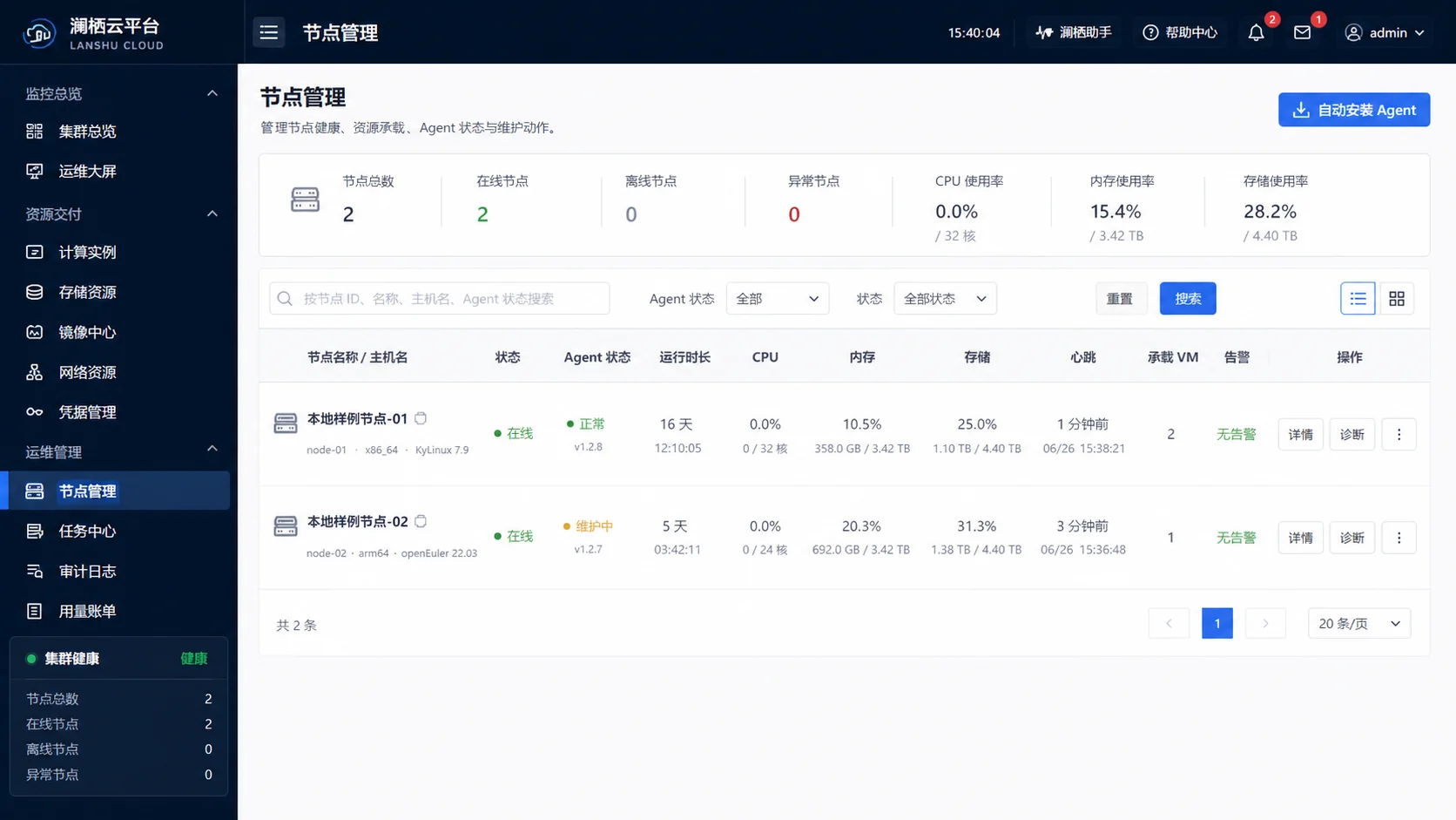 澜枢云平台节点管理原型图